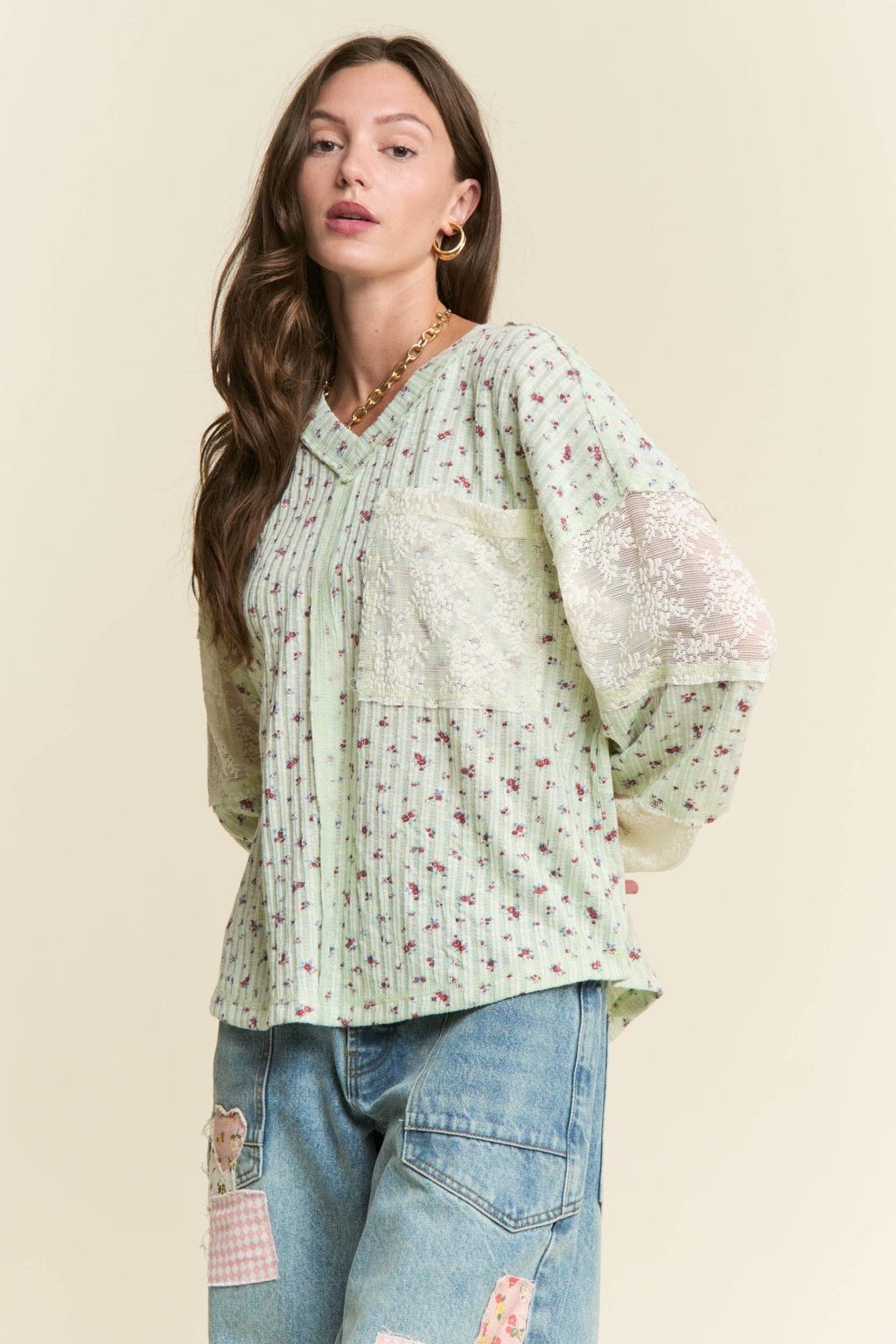Meadowlands Mixed-Media Top