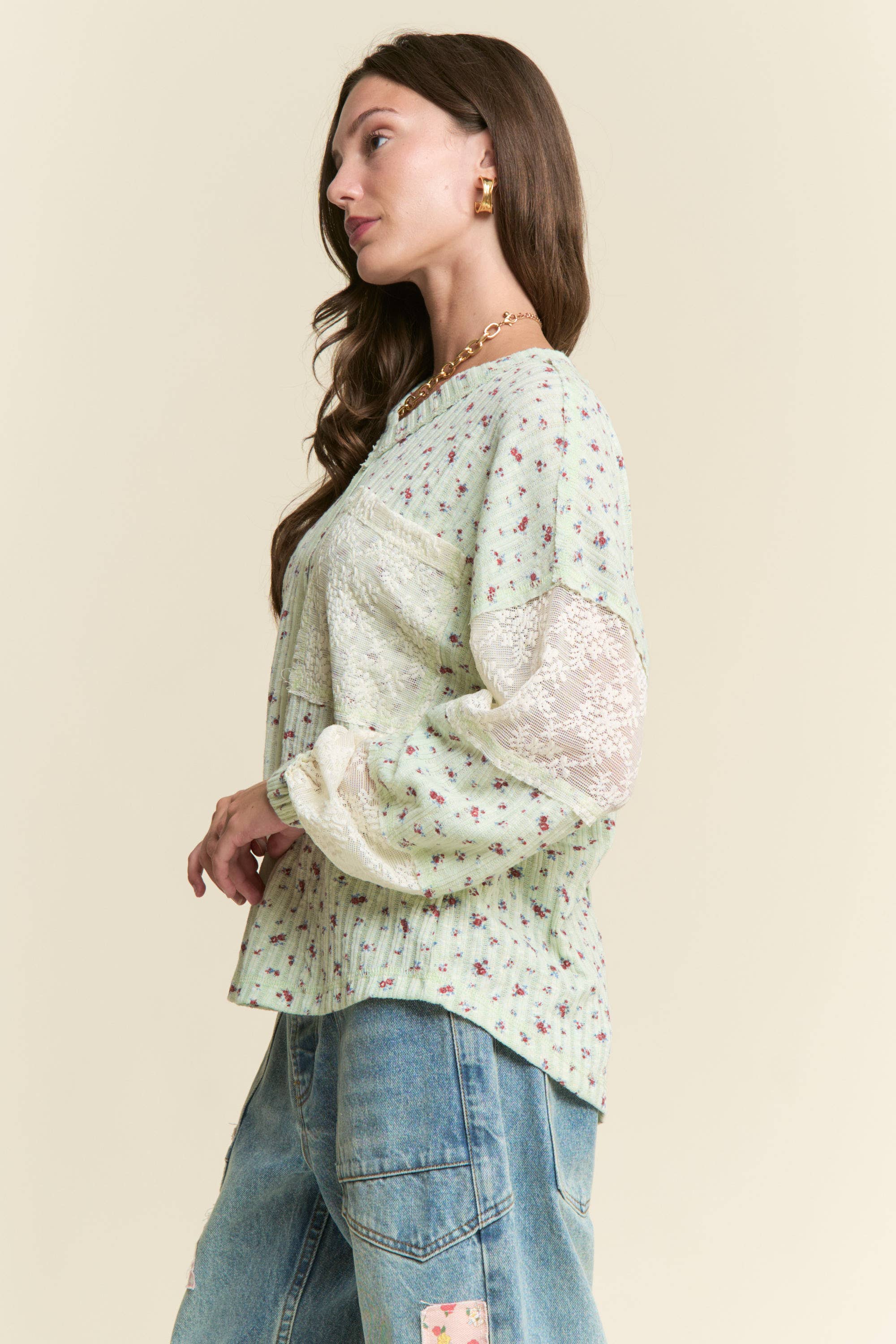 Meadowlands Mixed-Media Top