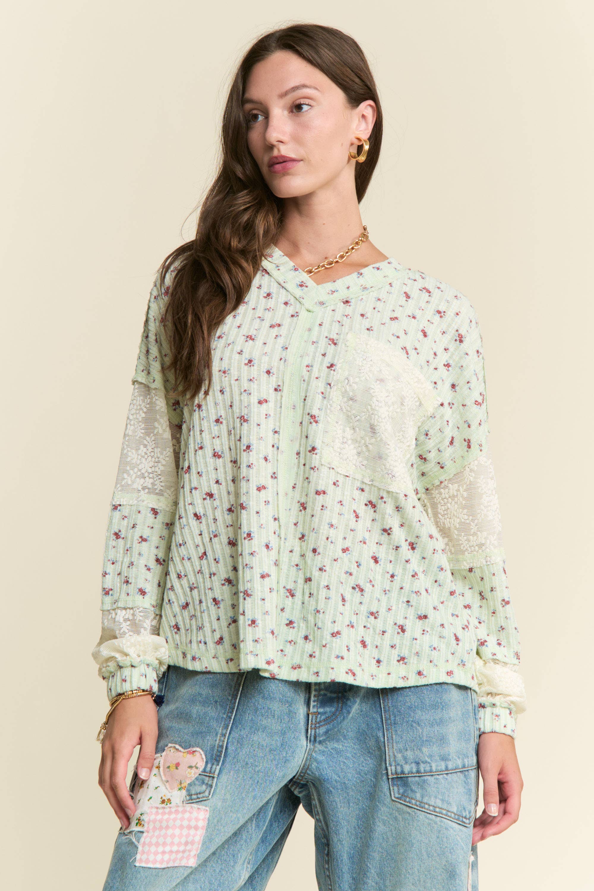 Meadowlands Mixed-Media Top