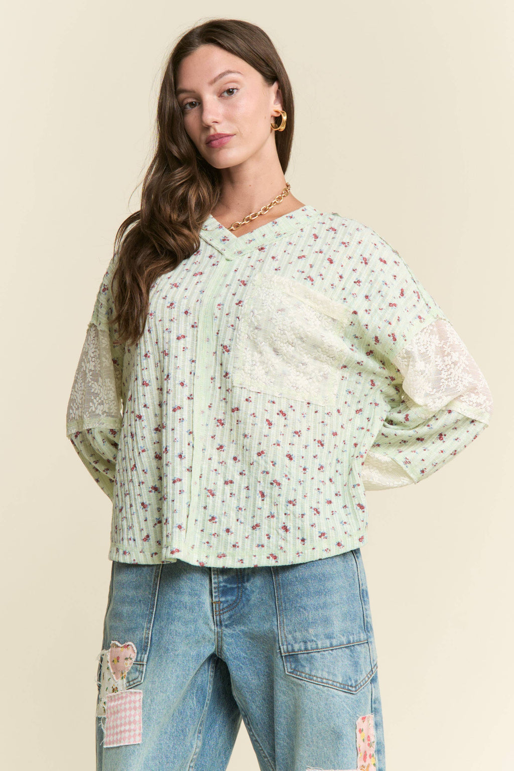 Meadowlands Mixed-Media Top